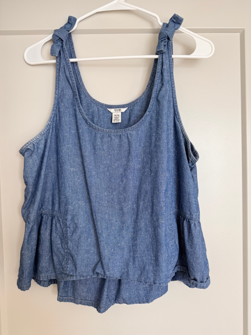 Guess Blue Tie-Shoulder Tank Top - Women's Size M